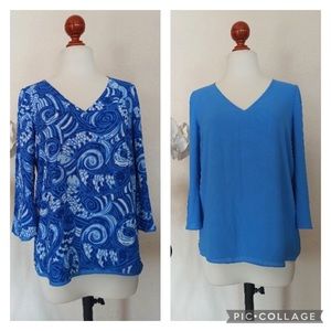 LILLY PULITZER Florin 3/4 Sleeve V-Neck in Blue Grotto